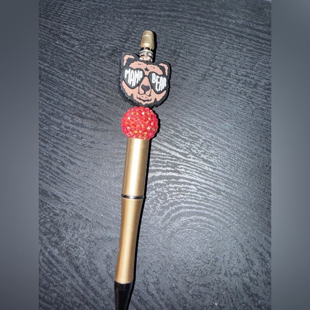 Gold Mama Bear Pen with Red Accent